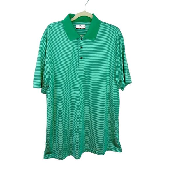 Grand Slam Green & White Striped Golf Polo Men's Large Dri-Flow - Picture 2 of 6